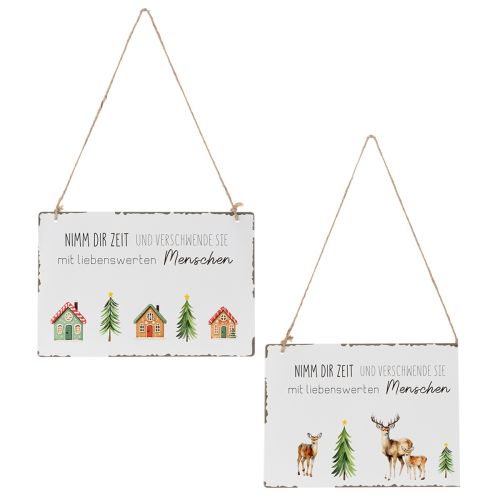 Metallschilder zum Hängen 21x14 cm mit Weihnachtsmotiven 2er-Set