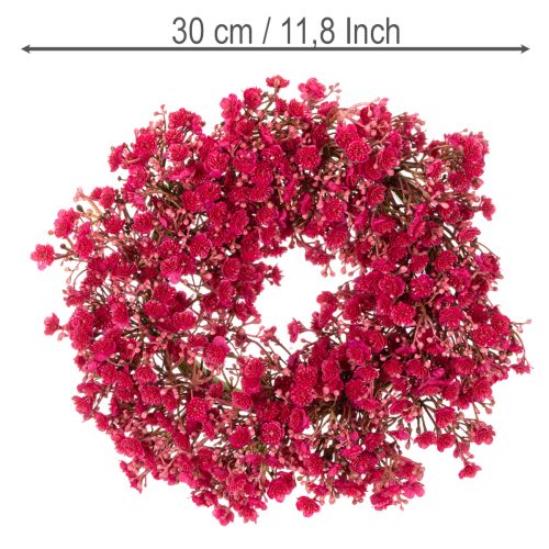 Blumenkranz aus künstlichem Schleierkraut 30 cm Pink-Rot für Innendekoration | Floristik24.ch