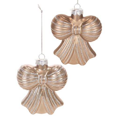 Glas Weihnachtsanhänger Schleifen-Set 10cm in Brauntönen online kaufen | Floristik24.ch
