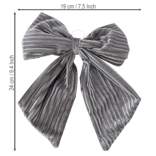 Dekoschleifen aus geripptem Samt, 24 cm, Grau und Olivgrün, 2er-Set | Floristik24.ch