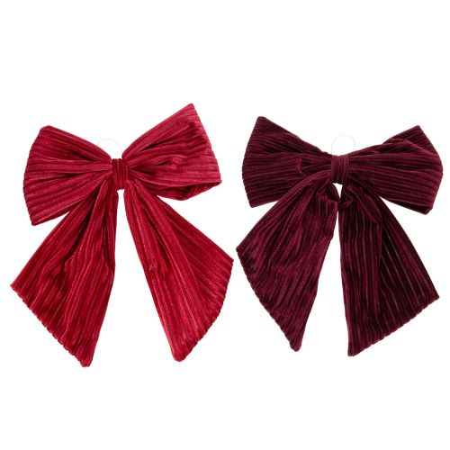 Samtschleifen Rot und Burgunderrot 24 cm Set mit Aufhängung