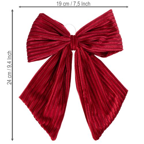 Samtschleifen Rot und Burgunderrot 24 cm Set mit Aufhängung | Floristik24.ch