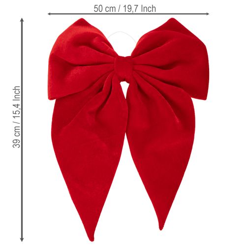 Rote Dekoschleife aus Samt mit Aufhänger 50 cm | Floristik24.ch