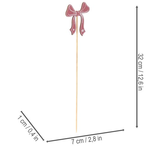 Deko-Schleifen auf Holzstecker 32 cm Rot und Rosa 12-teilig | Floristik24.ch