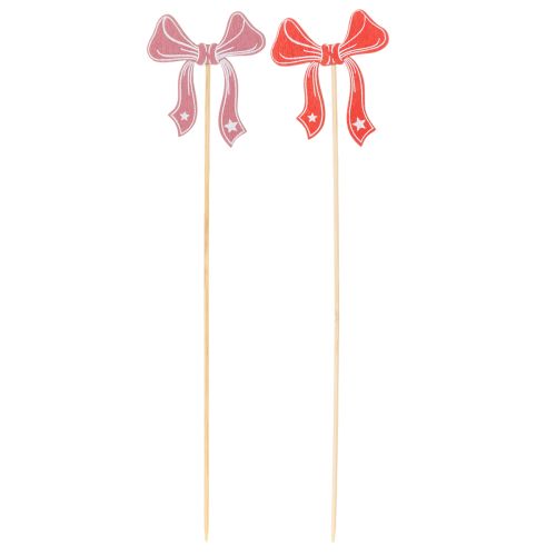 Deko-Schleifen auf Holzstecker 32 cm Rot und Rosa 12-teilig | Floristik24.ch