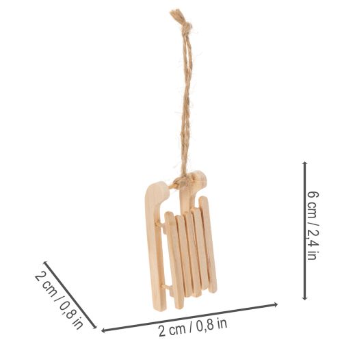 Deko-Schlitten aus Holz zum Aufhängen 6 cm natur, 6 Stück | Floristik24.ch