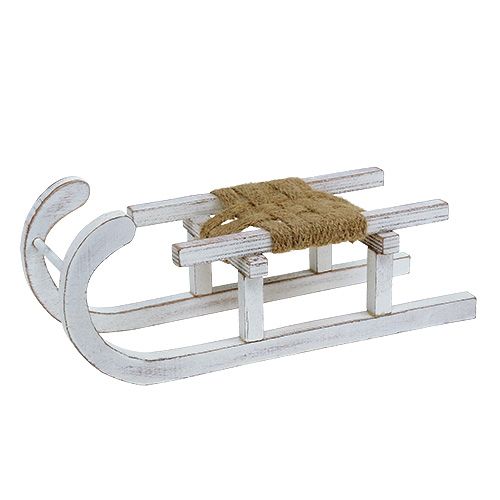 Schlitten aus Holz Weiß 28cm x 11cm x 11cm 1St