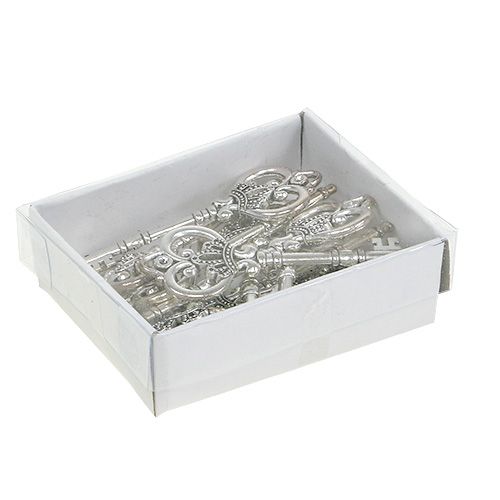 Floristik24 Deko Schlüssel 8,5cm Silber 12St