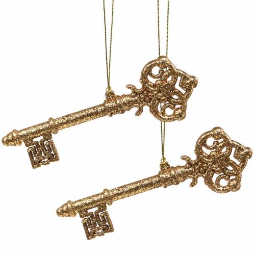 Christbaumschmuck Schlüssel Gold, Glitzer 14,5cm 12St