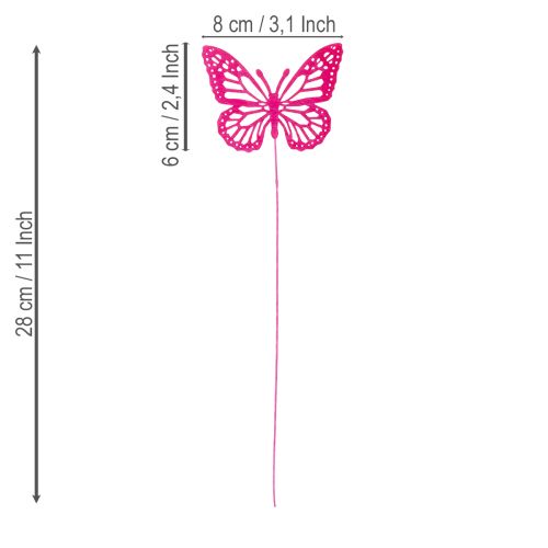 Artikel Deko Schmetterlinge am Stiel als filigrane Akzente für Tisch und Pflanzgefäße 8cm 18St