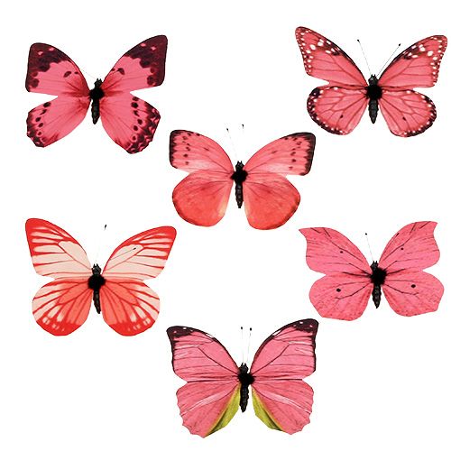Schmetterling Pink am Clip 11cm 6St
