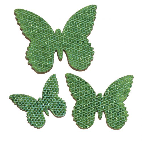 Artikel Streudeko Schmetterling Grün-Glitter  5/4/3cm 24St