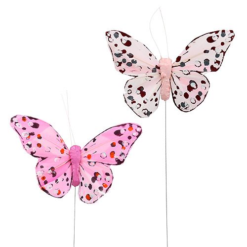 Floristik24 Schmetterling 10cm Rosa 12St