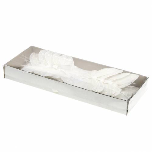 Floristik24 Federschmetterling am Draht Weiß mit Glitzer 10cm 12St