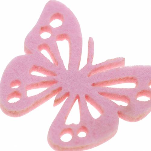 Floristik24 Filzschmetterling Tischdekoration Pink Weiß Rosa Sortiert 3,5x4,5cm 54St