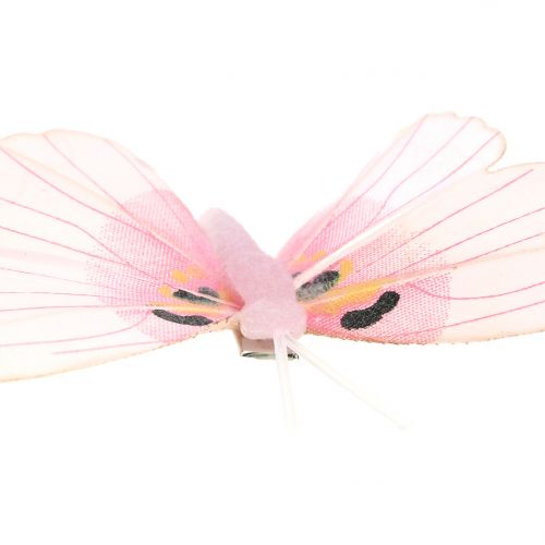 Floristik24 Schmetterling am Clip Rosa 8cm 8St