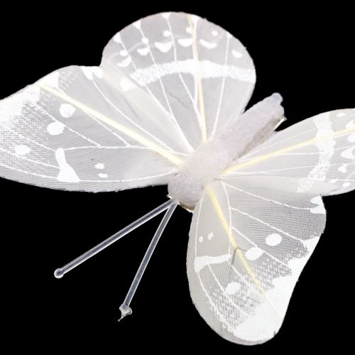 Artikel Schmetterling am Clip Weiß 8cm 8St