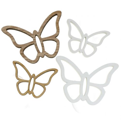 Holzschmetterling Weiß/Natur 3cm - 4,5cm 48 St