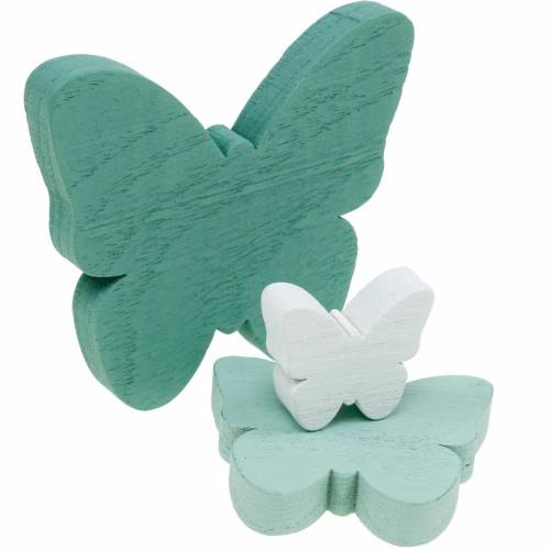 Schmetterlinge zum Streuen Grün, Mint, Weiß Holz Streudeko 29St