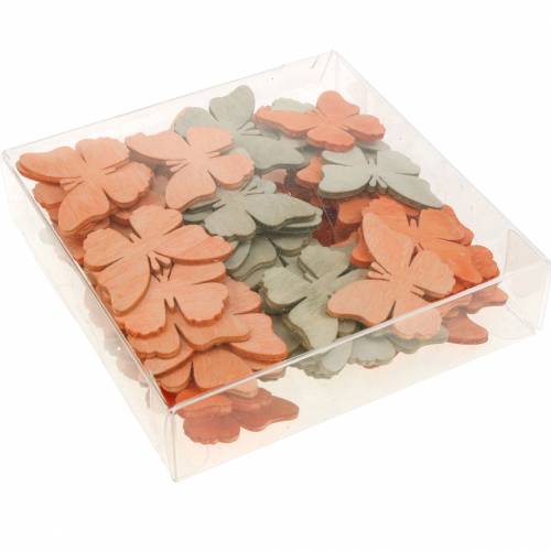 Floristik24 Schmetterlinge zum Streuen Deko-Schmetterling Holz Orange, Aprikose, Braun 72 St