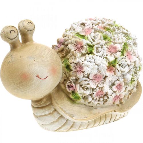 Schnecke mit Blütendeko, Gartentier, Dekoschnecke,Sommerdeko Braun/Rosa/Grün H13,5cm L19cm | Floristik24.ch