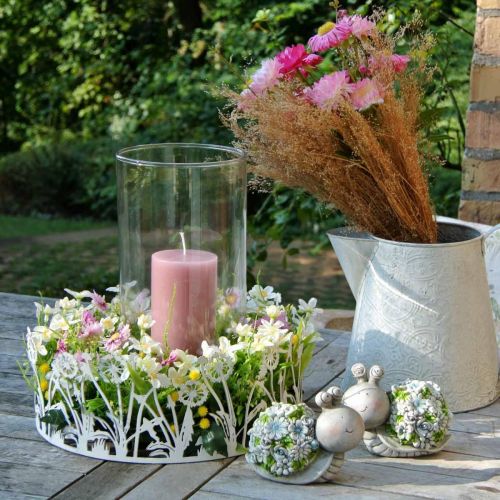 Artikel Schnecken mit Blumen Sommerdeko Tischschmuck Grau/Blau/Grün 9,5cm 2er-Set