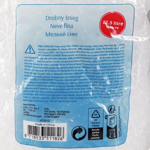 Artikel Schnee Deko Streudeko Winter Schneeflocken Weiß 2,5l