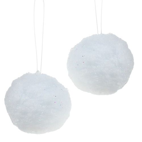 Floristik24 Schneeball mit Glimmer 8cm 4St