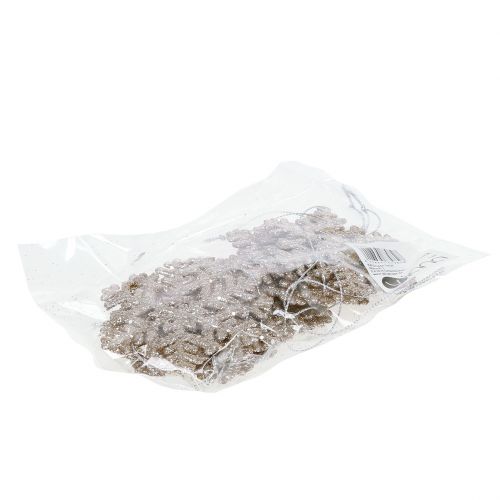 Floristik24 Schneeflocke zum Hängen, Weihnachtsdeko, Deko-Eiskristall Champagner mit Glitter 12St