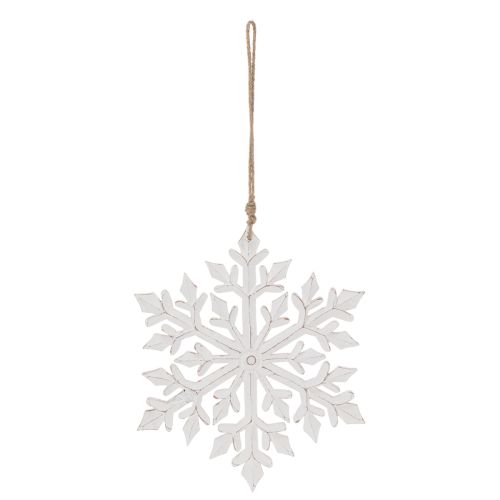 Hängedekoration Schneeflocke gross Holz 30 cm weiss | Floristik24.ch