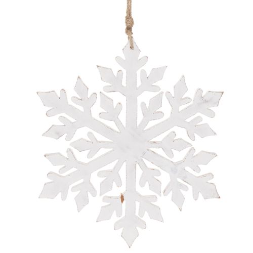Hängedekoration Schneeflocke gross Holz 30 cm weiss | Floristik24.ch
