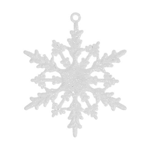 Floristik24 Schneeflocke zum Hängen 7cm weiß mit Glitter 36St