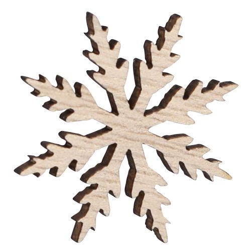 Artikel Schneeflocken Deko Streuer Weiß Natur Holz Ø3cm 48 St