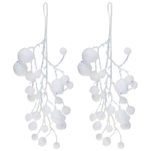 Artikel Schneeflocken Deko Zweige zum Hängen Glitzer 30cm 2St