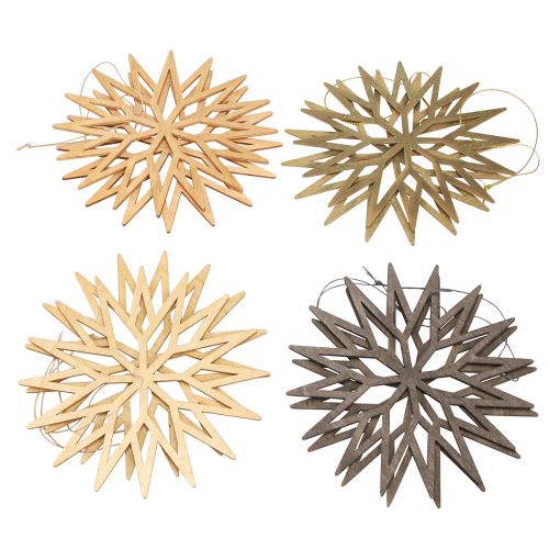 Artikel Holz Schneeflocken Deko Christbaumschmuck 15cm Braun 8er Set