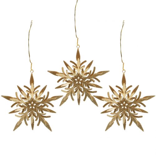 Floristik24 Schneekristall Gold 3D 13cm x 12,5cm 3St