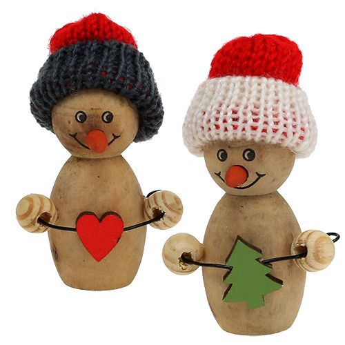 Schneemann Figur Holz 8cm - 9cm 6St