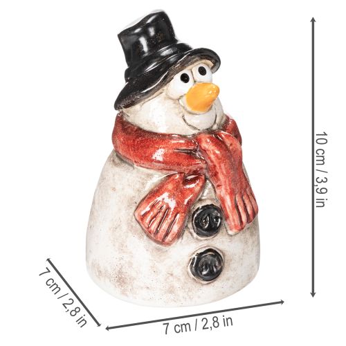 Schneemann-Dekoration aus Keramik, handbemalt, 10 cm, mit rotem Schal | Floristik24.ch