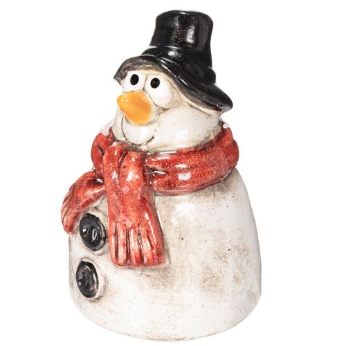 Schneemann-Dekoration aus Keramik, handbemalt, 10 cm, mit rotem Schal | Floristik24.ch