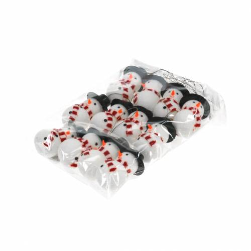 Floristik24 Christbaumschmuck Schneemann mit Hut zum Hängen H8cm 12St