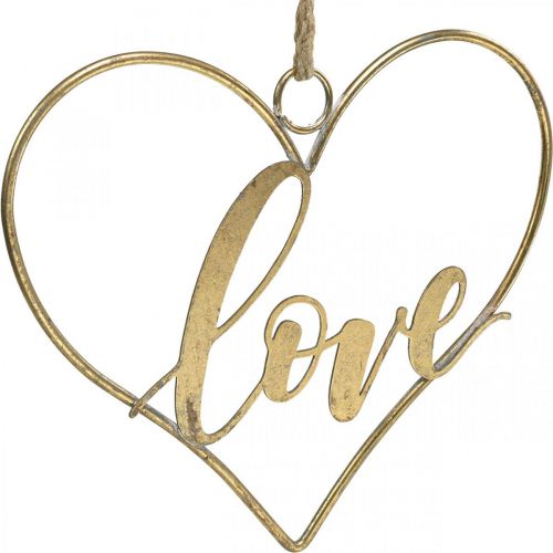 Artikel Schriftzug Love Herz Deko Metall Gold zum Aufhängen 27cm