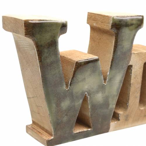 Floristik24 Schriftzug „Winter“ Glasiert Natur, Beige Mangoholz 11,5 × 37,5cm