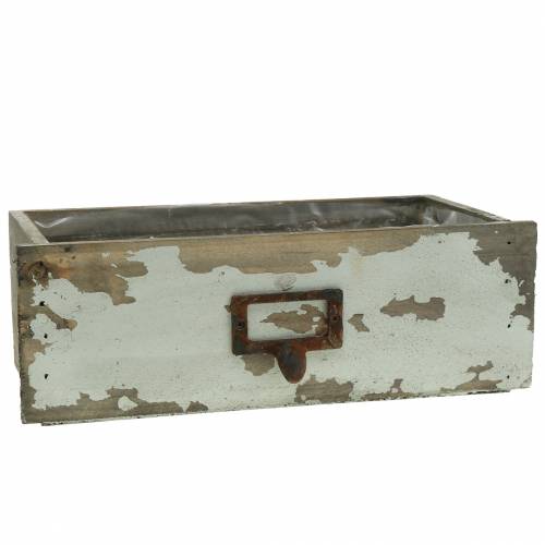 Floristik24 Pflanzgefäß Holzschublade Antik Grau 27cm x 13cm