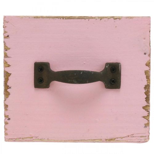 Floristik24 Deko Schublade zum Bepflanzen Rosa Holz Shabby Chic 12,5×12,5×10cm