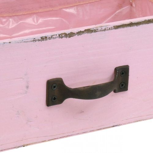 Floristik24 Holzschublade Pflanzgefäß Rosa Shabby Chic Deko 25×13×8cm