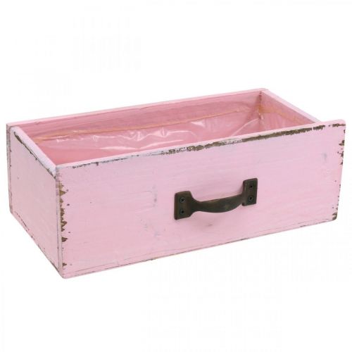 Floristik24 Holzschublade Pflanzgefäß Rosa Shabby Chic Deko 25×13×8cm