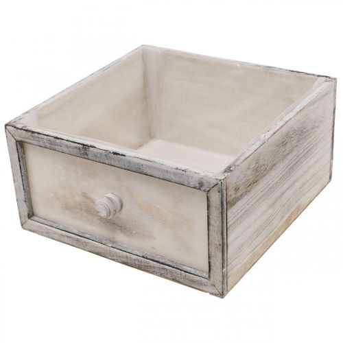 Artikel Pflanzgefäß Holzschublade Antik Look Creme 24/20/16/12cm 4er-Set