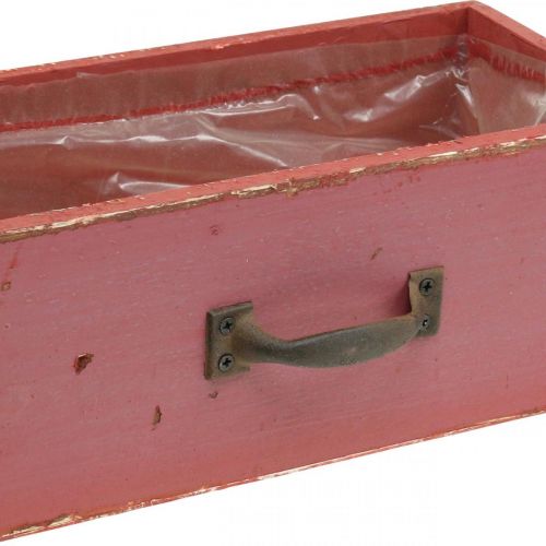 Floristik24 Pflanzgefäß Holz-Schublade Shabby Chic Rot 25x13x9cm