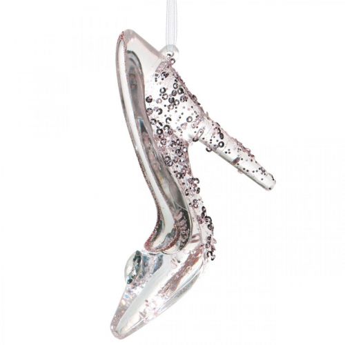 Floristik24 Glitzernder Deko-Schuh, Baumschmuck, Märchenschuh, Rosa Kunststoff H10cm