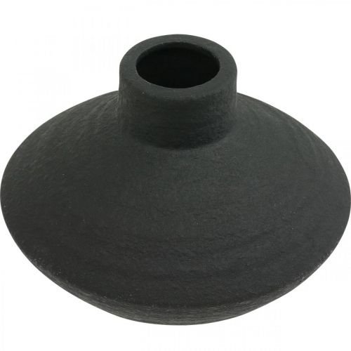 Artikel Schwarze Keramik Vase Deko Vase flach bauchig H10cm